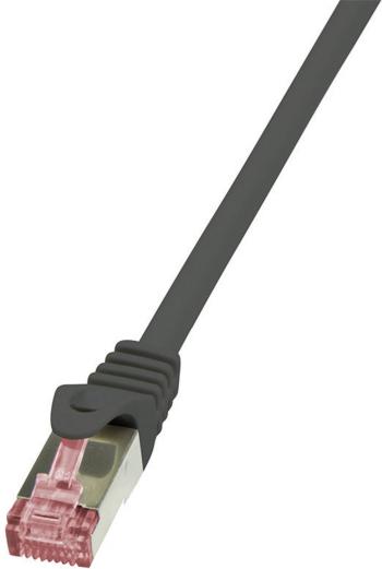 LogiLink CQ2013S RJ45 sieťové káble, prepojovacie káble CAT 6 S/FTP 25.00 cm čierna samozhášavý, s ochranou 1 ks