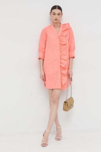 Bavlnené šaty Silvian Heach oranžová farba, mini, oversize