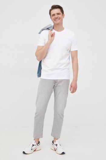 Bavlnené tričko HUGO 2-pak biela farba, jednofarebné