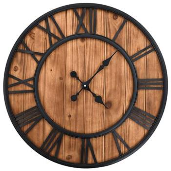 Vintage, nástenné hodiny so strojčekom Quartz, drevo a kov, 60 cm XXL (50646)