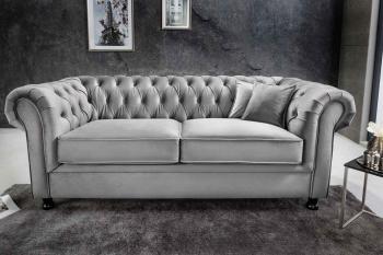 LuxD Dizajnová trojsedačka Chesterfield 192 cm sivý zamat