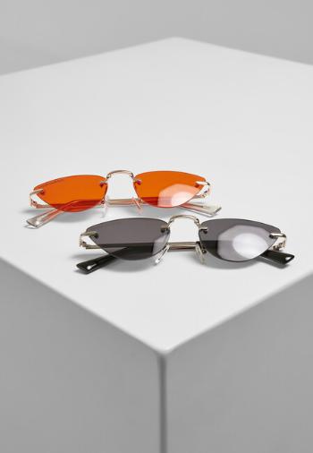 Urban Classics Sunglasses Manhatten 2-Pack silver/black+gold/orange - UNI