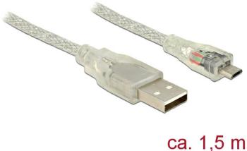 Delock #####USB-Kabel USB 2.0 #####USB-A Stecker, #####USB-Micro-B Stecker 1.50 m priehľadná s feritovým jadrom