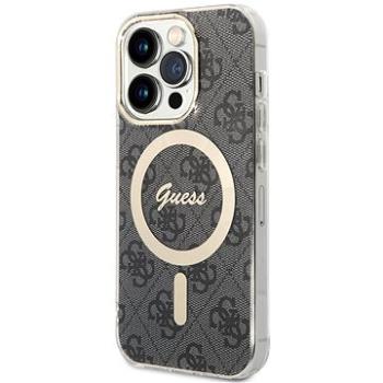 Guess 4G IML MagSafe Kompatibilný Zadný Kryt na iPhone 14 Pro Black (GUHMP14LH4STK)