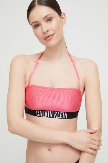 Plavková podprsenka Calvin Klein fialová farba, jemne vystužený košík