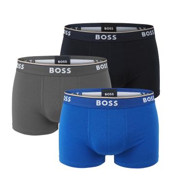 BOSS - boxerky 3PACK cotton stretch power gray & blue combo - limitovaná fashion edícia (HUGO BOSS)-M (83-89 cm)