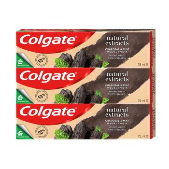 Colgate Bieliace zubná pasta s aktívnym uhlím Naturals Charcoal Trio 3 x 75 ml