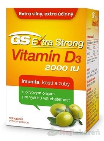 GS Extra Strong Vitamin D3 2000 IU, 90ks