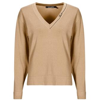 Karl Lagerfeld  LIGHT V-NECK KNIT SWEATER  Svetre Béžová