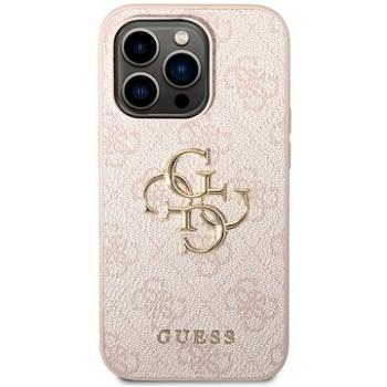 Guess PU 4G Metal Logo Zadný Kryt pre iPhone 14 Pro Pink (GUHCP14L4GMGPI)