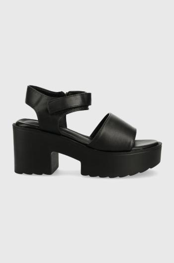 Sandále Sisley dámske, čierna farba, na podpätku