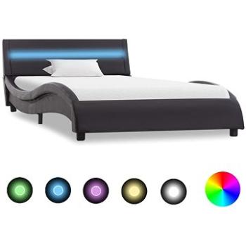 Rám postele s LED svetlom čierny umelá koža 100 × 200 cm (285667)