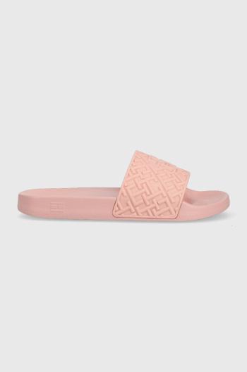 Šľapky Tommy Hilfiger TH MONOGRAM POOL SLIDE dámske, ružová farba, FW0FW06987