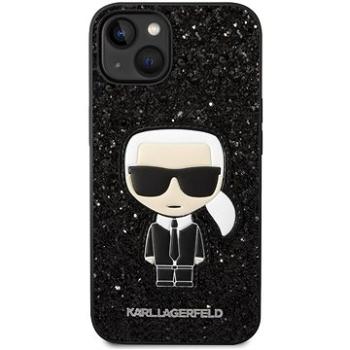 Karl Lagerfeld Glitter Flakes Ikonik Zadný Kryt pre iPhone 14 Black (KLHCP14SGFKPK)