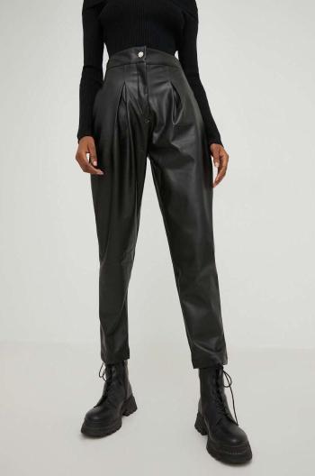 Nohavice Answear Lab dámske, čierna farba, strih chinos, vysoký pás