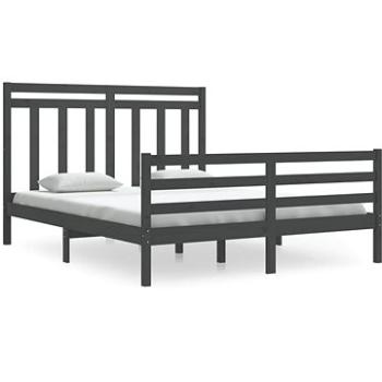 Rám postele sivý masívne drevo 160 × 200 cm, 3105327