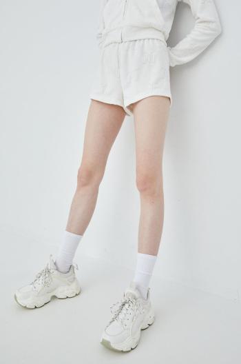 Šortky Juicy Couture dámske, biela farba, jednofarebné, vysoký pás