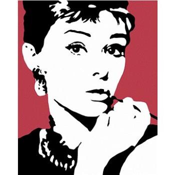 Maľovanie podľa čísel – Audrey Hepburn na červenom pozadí (HRAmal00828nad)