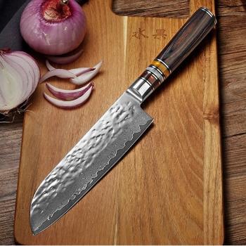 Damaškový kuchynský nôž Kašiwa Santoku/Hnedá