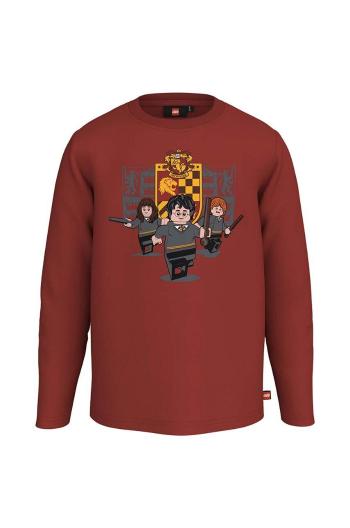 Detská bavlnená košeľa s dlhým rukávom Lego Harry Potter červená farba, s potlačou