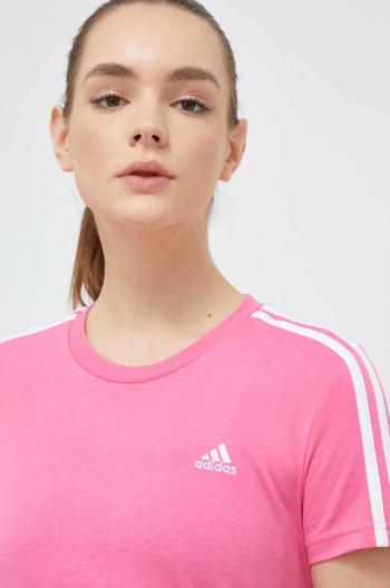 Bavlnené tričko adidas ružová farba