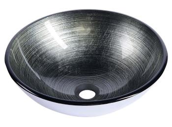 SAPHO - DAMAR sklenené umývadlo priemer 42 cm, tmavo šedá/strieborna 2501-20