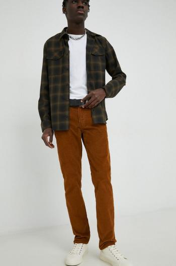 Manšestrové nohavice Levi's pánske, hnedá farba, rovné