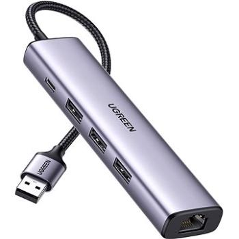UGREEN USB 3.0 to 3× USB 3.0 + RJ45 (1000M) Ethernet Adapter Type-C Power Supply (60554)