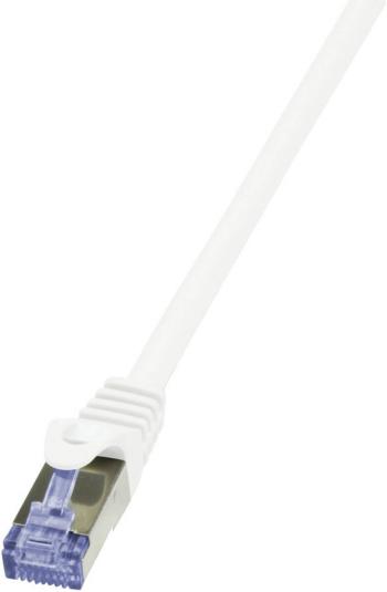 LogiLink CQ4051S RJ45 sieťové káble, prepojovacie káble  S/FTP 2.00 m biela pozlátené kontakty, samozhášavý, s ochranou