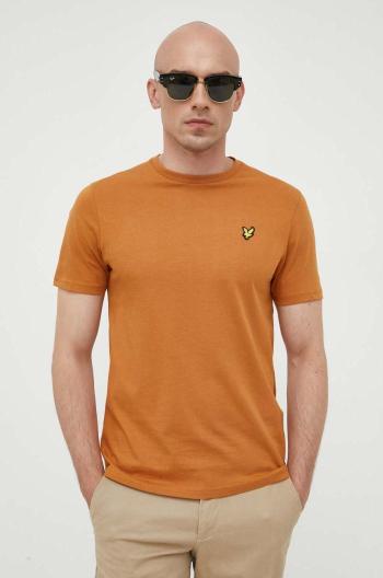 Bavlnené tričko Lyle & Scott hnedá farba, jednofarebné