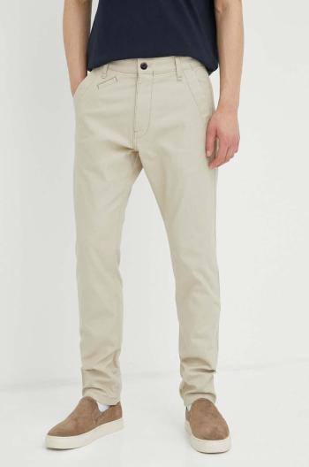 Nohavice G-Star Raw pánske, béžová farba, strih chinos