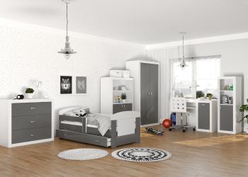 Detská izba Filip - bielo-sivá posteľ + úložný priestor 160x80 cm