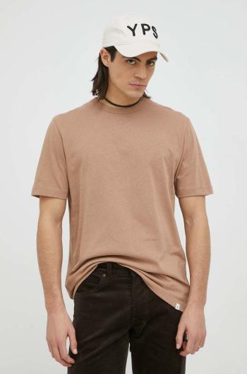 Bavlnené tričko Samsoe Samsoe béžová farba, jednofarebné