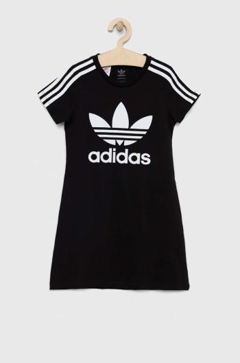 Dievčenské šaty adidas Originals čierna farba, mini, rovný strih