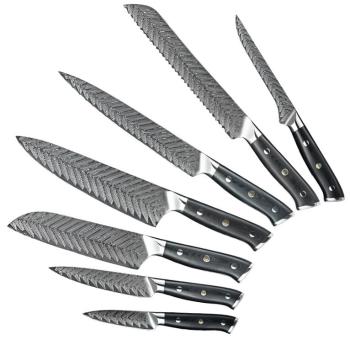 Sada damaškových kuchynských nožov Oktagon 7ks Čierna