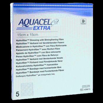 Aquacel Ag+ Extra krytie na rany so striebrom so zosilneným účinkom, 15x15 cm, 5ks