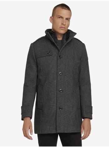 Tmavošedý pánsky zimný kabát s všitou vsadkou Tom Tailor