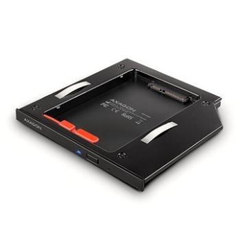 AXAGON RSS-CD09, ALU caddy for 2.5 SSD/HDD into 9.5 mm laptop DVD slot, screwless. LED