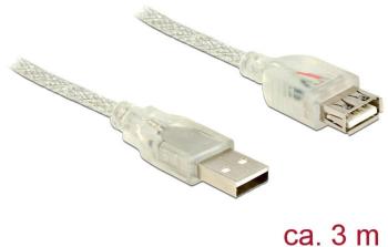 Delock #####USB-Kabel USB 2.0 #####USB-A Stecker, #####USB-A Buchse 3.00 m priehľadná s feritovým jadrom