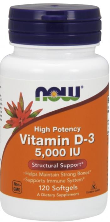 Now Foods Vitamín D3 5000 IU 120 mäkkých kapsúl