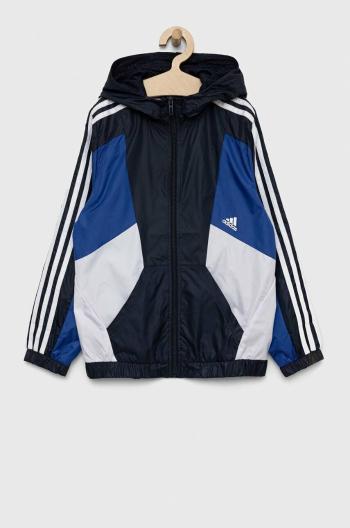 Detská bunda adidas U 3S CB WB tmavomodrá farba