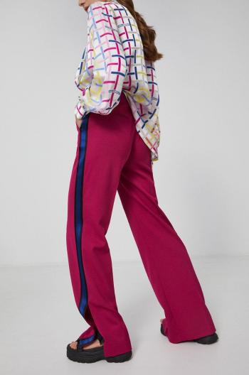 Nohavice Karl Lagerfeld dámske, ružová farba, široké, vysoký pás