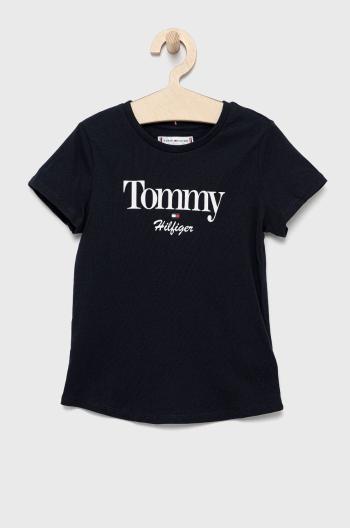 Detské bavlnené tričko Tommy Hilfiger tmavomodrá farba,