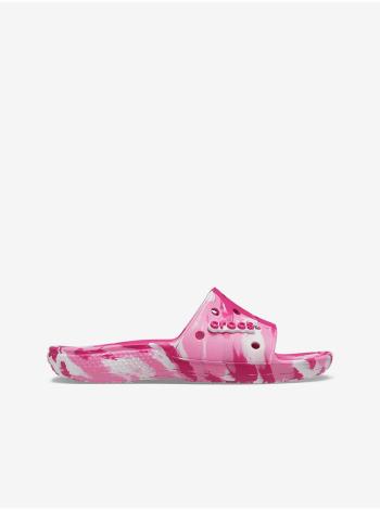 Ružové vzorované šľapky Crocs Marbled Slide
