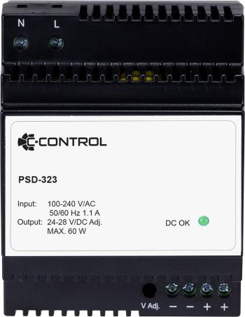 C-Control PSD-323 sieťový zdroj na montážnu lištu (DIN lištu) Spotreba (Stand-By) 0.3 W 24 V/DC 2.5 A 60 W 1 x