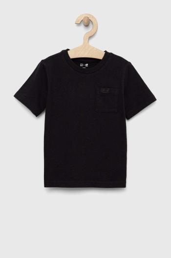 Detské bavlnené tričko GAP x BKC čierna farba, jednofarebné