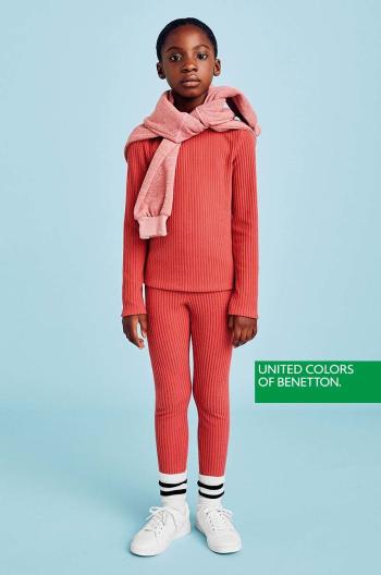 Detské legíny United Colors of Benetton ružová farba, jednofarebné