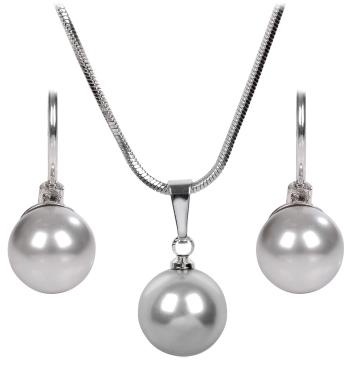 Levien Súprava náhrdelníka a náušníc Pearl Light Grey SET-041