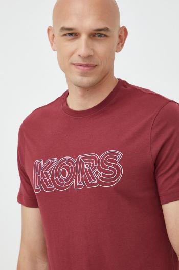 Bavlnené tričko Michael Kors bordová farba, s potlačou