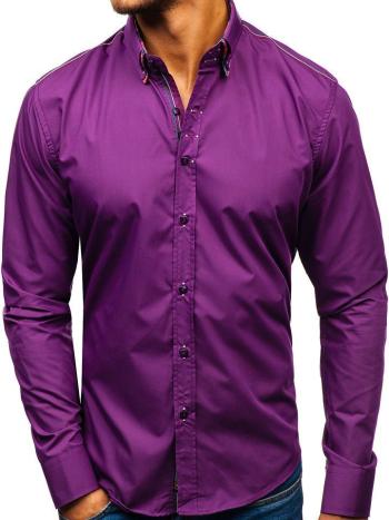 Fialová pánska elegantá košeľa s dlhými rukávmi BOLF 2705
